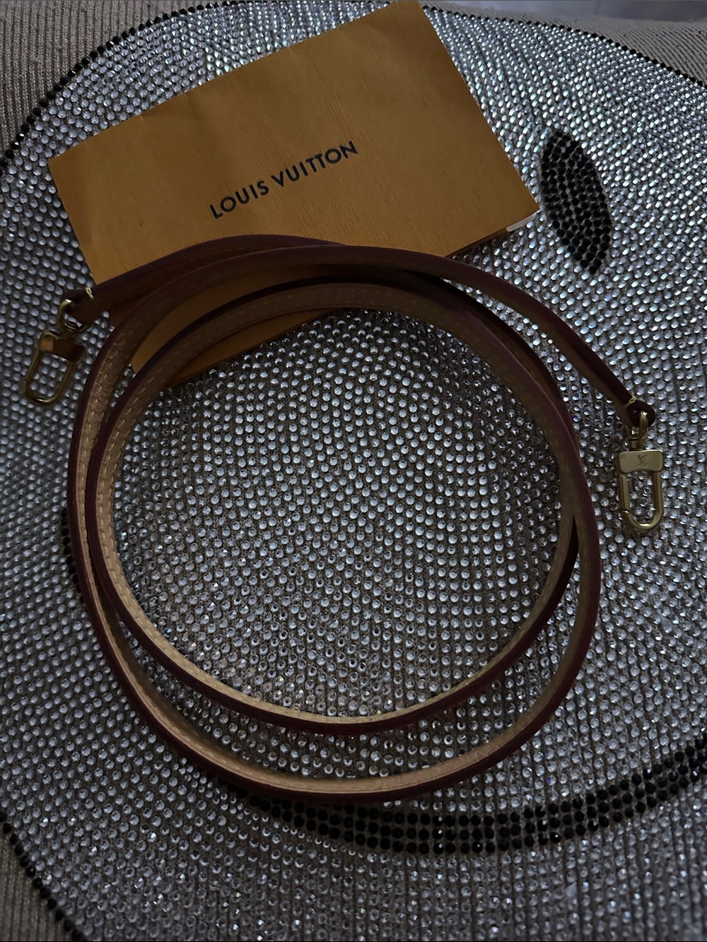 Louis Vuitton Brown Leather Crossbody Strap with Gold Hardware